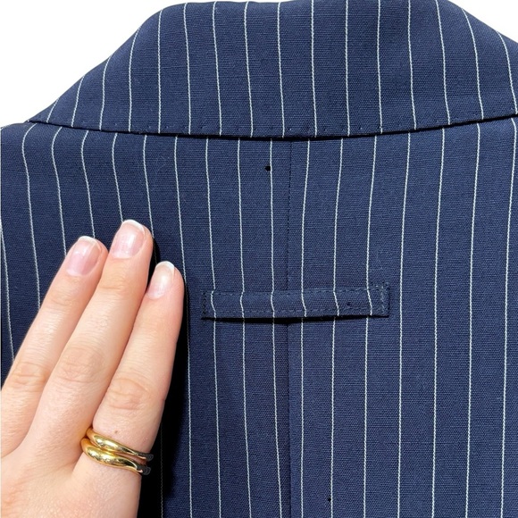 Jean Paul Gaultier Vintage 90s Navy Blue Pin-Striped Blazer with Red Lining - Picture 9 of 10